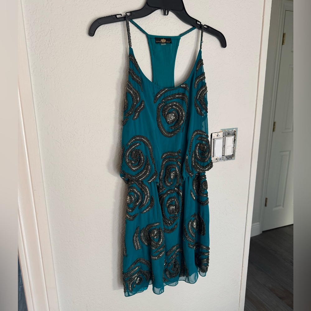 Lotus Threads Hand beaded razorback dress, small
